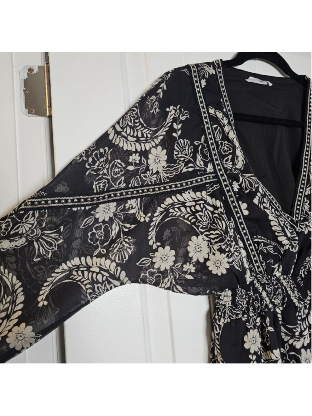 12th Tribe black, cream floral tunic short dress/long shirt - Picture 7 of 15